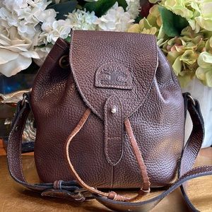 Groundcover Brown Leather Drawstring Crossbody | Vintage